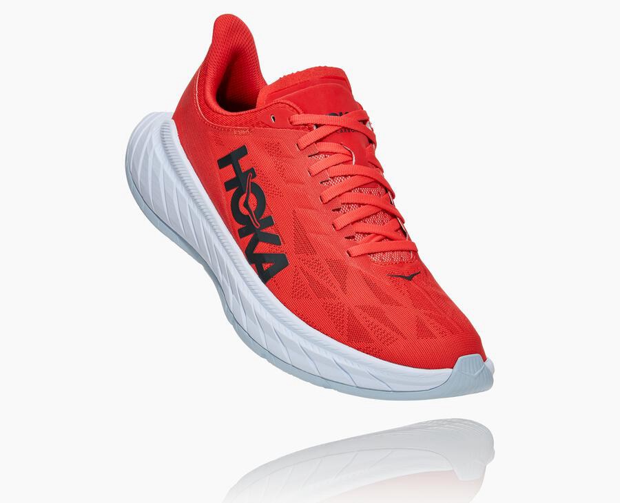 Hoka One One Hardloopschoenen Heren - Carbon X 2 - Rood/Wit - OI4329057